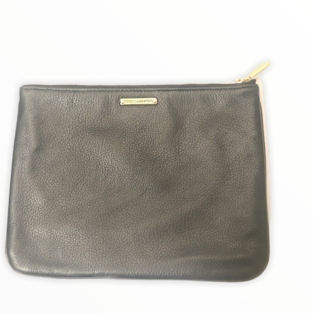 Rebecca MINKOFF black leather cosmetic bag pouch